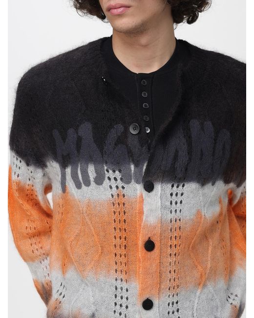 Magliano Gray Striped Mohair Wool Blend Cardigan for men