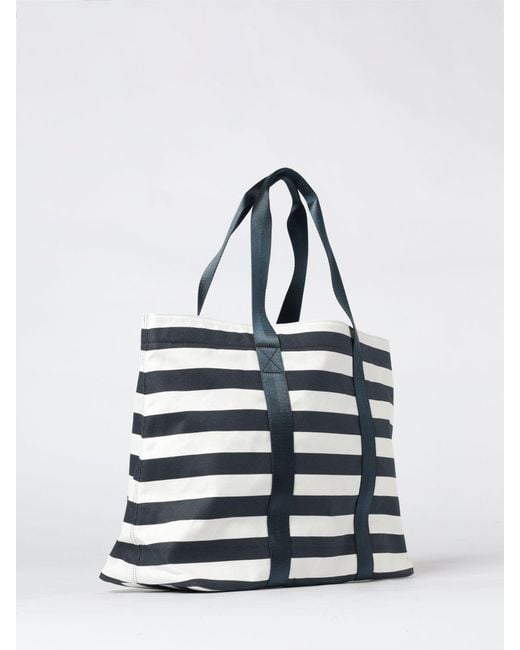 EA7 Blue Striped Cotton Canvas Bag