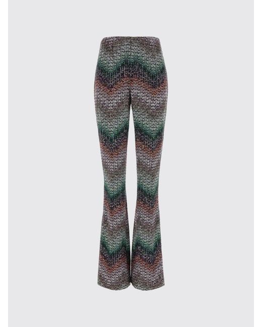Missoni Green Straight Zig Zag Viscose Blend Trousers