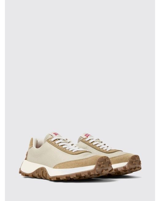 Camper White Drift Trail Grained Leather And Suede Sneakers