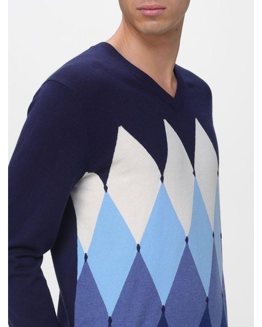 Ballantyne Pullover Aus Baumwolle Und Kaschmir Mit Rautenmuster in Blue für Herren