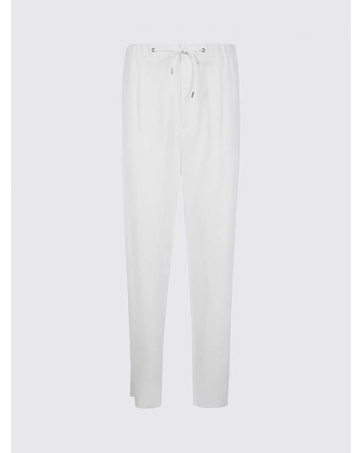 Giorgio Armani White Linen Drawstring Trousers for men