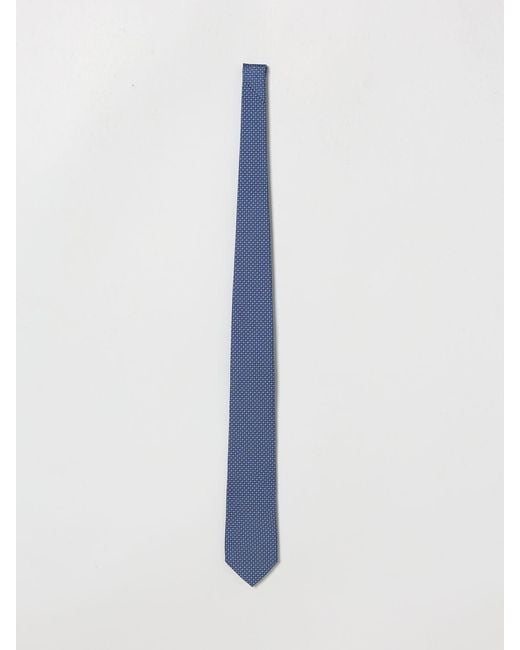 Ferragamo Blue Gancini Letter Print Silk Tie for men