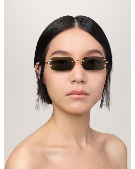 Linda Farrow Metallic Metal Sunglasses
