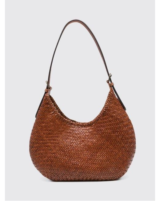 Dragon Diffusion Brown Mezza Luna Woven Leather Bag