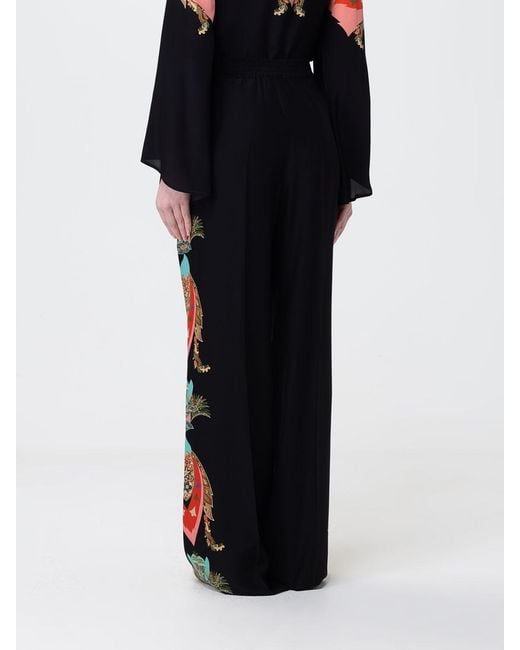 Etro Black Paisley Print Silk Palazzo Trousers