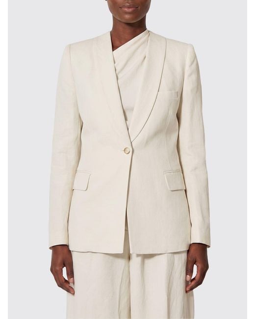 Uma Wang Natural Single-Breasted Linen Blend Blazer