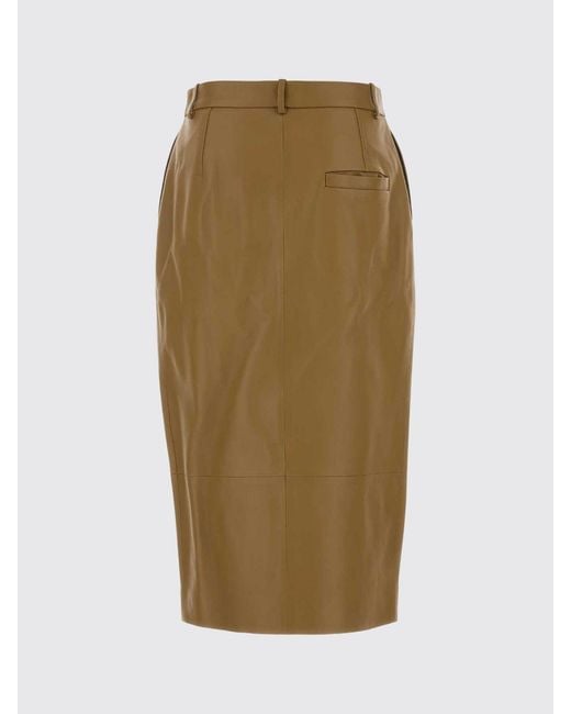 Khaite Natural Laminated Lambskin Pencil Midi Skirt