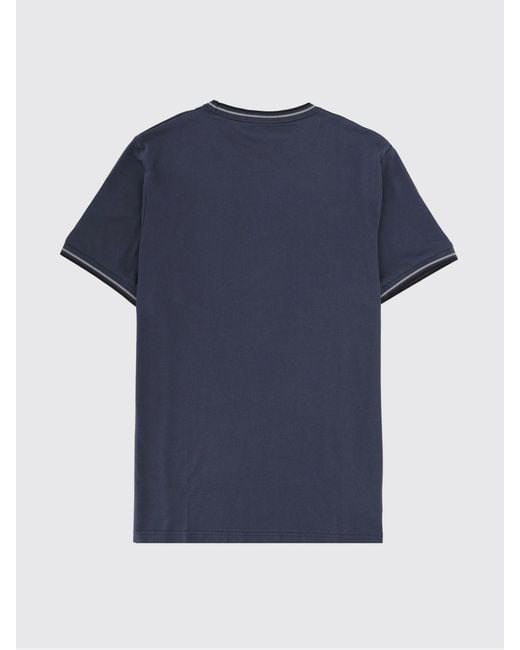 Fred Perry Blue Cotton T-Shirt With Logo for men