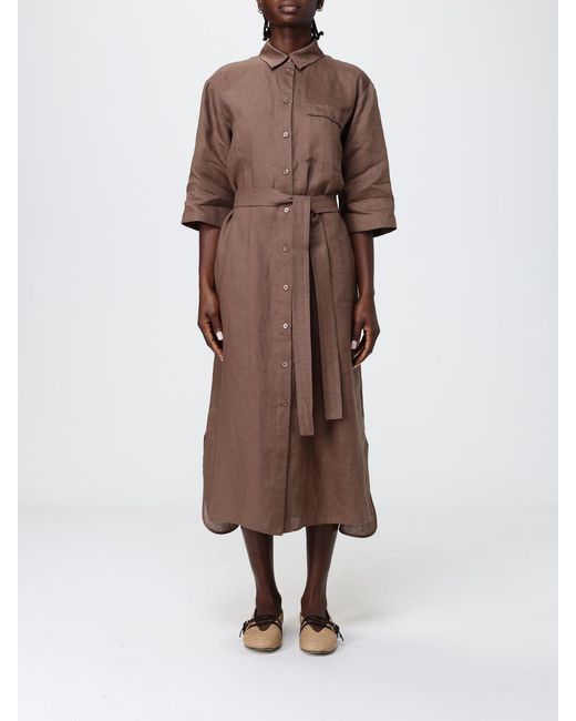 Max Mara Brown Linen Chemisier Dress