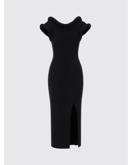 Elisabetta Franchi Blue Jersey Midi Sheath Dress With Front Slit