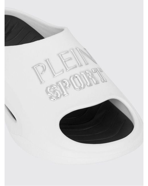 Philipp Plein White Rubber Slide Sandals With Printed Logo for men