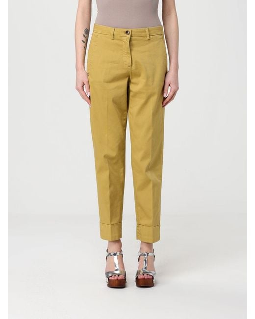 Mason's Yellow Stretch Cotton Cropped Fit Trousers