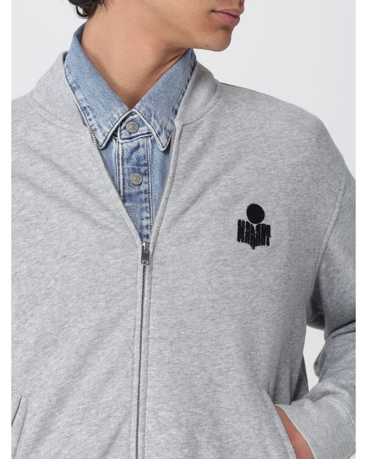 Isabel Marant Gray Cotton Zip-Up Hoodie for men