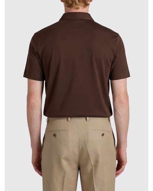Zanone Brown Cotton And Silk Polo Shirt for men