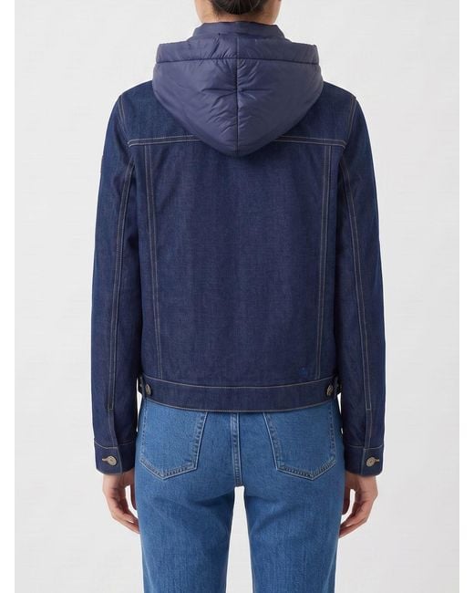 Colmar Blue Short Cotton-Blend Jacket With A Removable Hood And Classic Collar