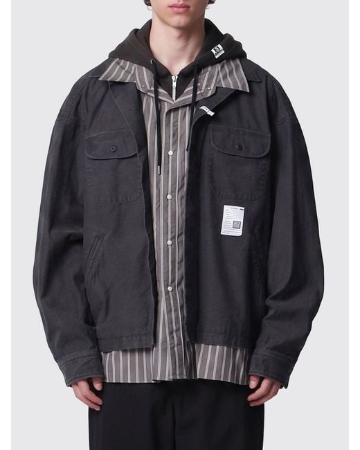 Maison Mihara Yasuhiro Black Oversized Hooded Cotton Shirt Jacket for men