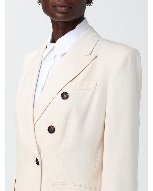 Pinko Natural Double-Breasted Viscose Blazer