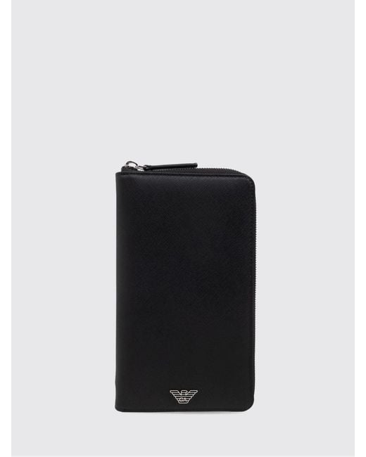 Emporio Armani Black Regenerated Saffiano Synthetic Leather Document Holder for men