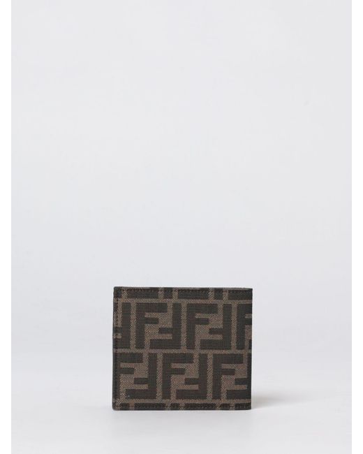 Fendi Gray Ff Jacquard Canvas Wallet for men