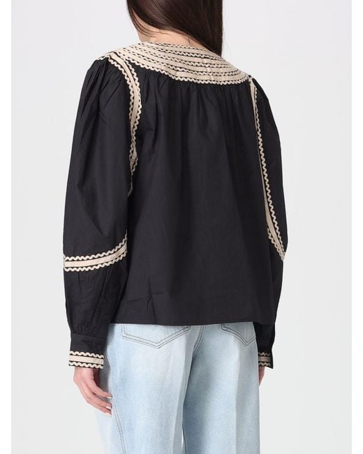 Ulla Johnson Black Laurenza Cotton Poplin Blouse