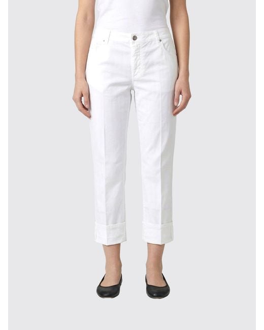 Jeans Cropped Fit De Denim Elástico Dondup de color White