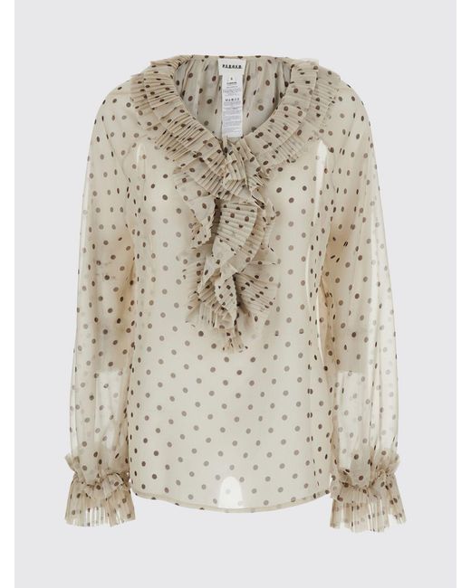 P.A.R.O.S.H. Natural Ruffled V-Neck Blouse P.A.R.O.S.H