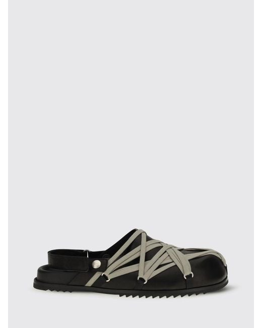 Rick Owens White Leather Megalace Mules for men
