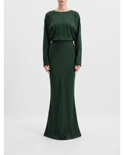 Norma Kamali Green Long Satin Dress