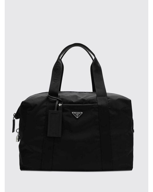 Prada Schwarze Reisetasche Aus Re-Nylon Und Saffiano in Black für Herren