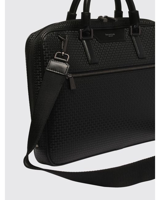 Serapian Black Stepan Business-Tasche Aus Geprägtem Leder