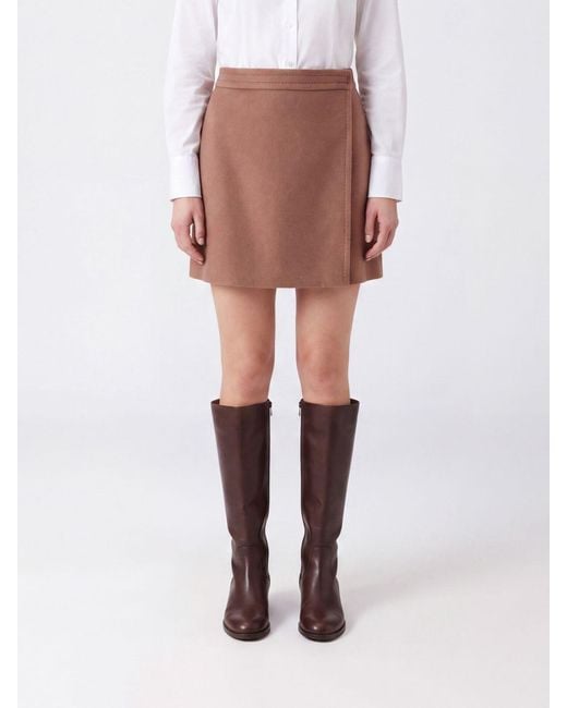 Semicouture Pink High-Waisted Wool Wrap Miniskirt