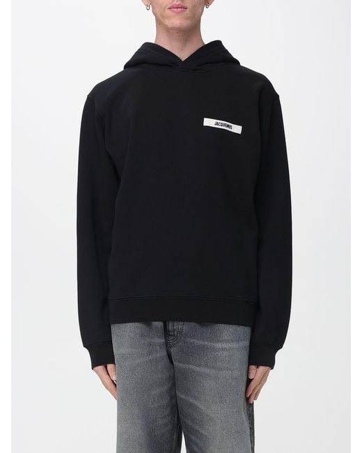 Jacquemus Blue Cotton Hoodie With Logo for men