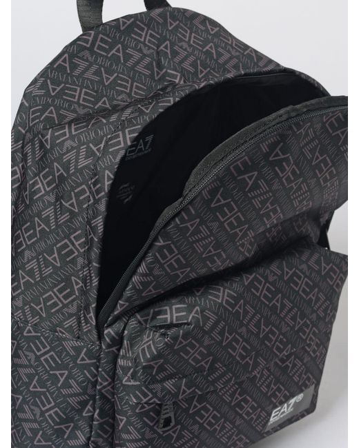 EA7 Black All-Over Printed Logo Polyester Backpack for men