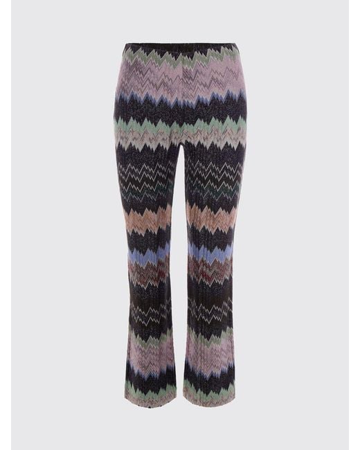 Missoni Black Viscose Lurex Trousers With Zig-Zag Motif