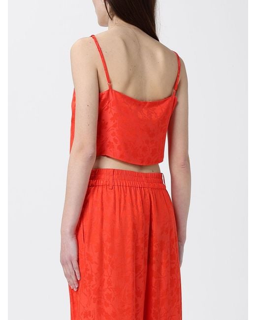Pinko Red Alpago Viscose Blend Crop Top