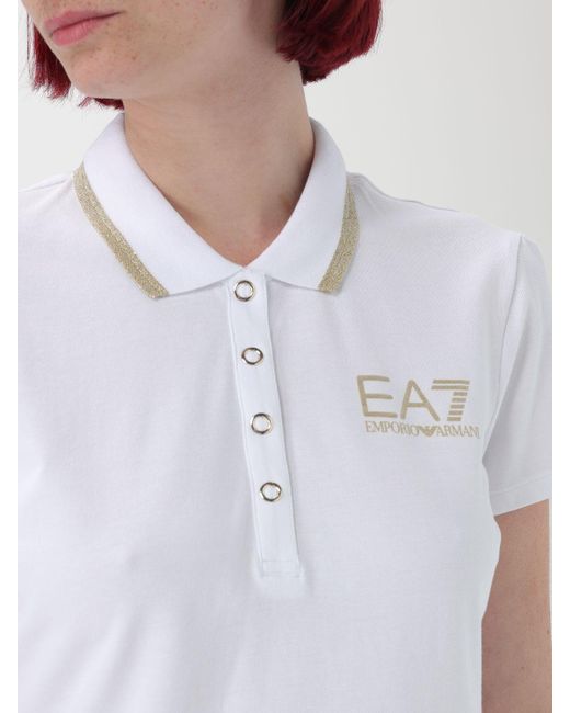 Polo in piquet con logo di EA7 in White