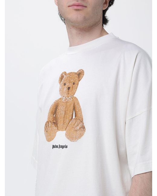 Palm Angels White Teddy Cotton T-Shirt for men