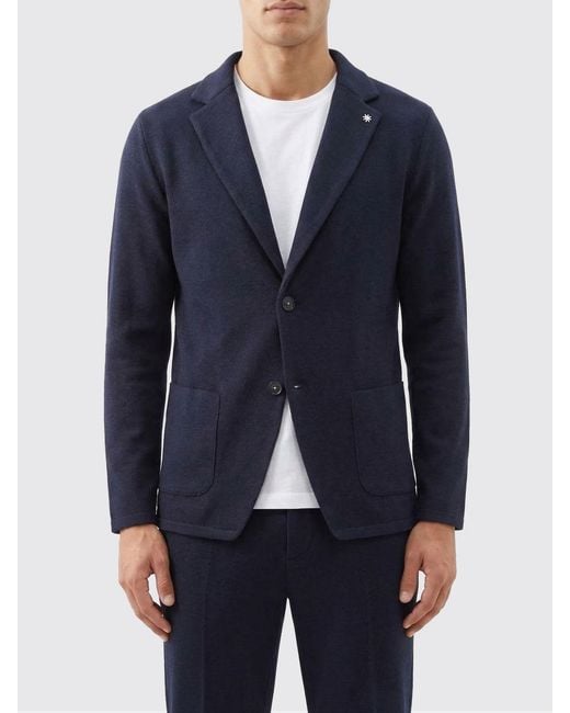 Manuel Ritz Blue Jersey Single Breasted Blazer for men