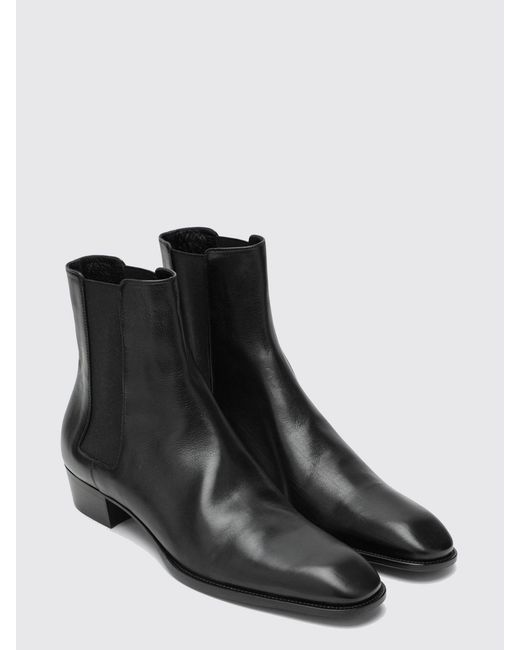 Saint Laurent Black Stanton Leather Ankle Boot for men