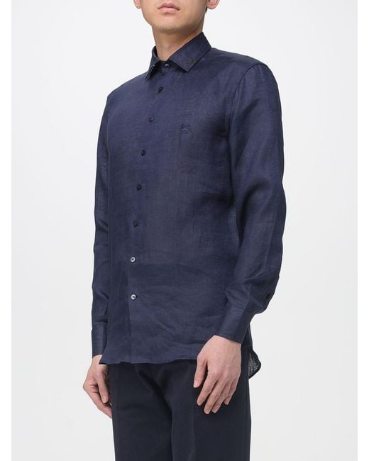 Etro Blue Linen Shirt for men