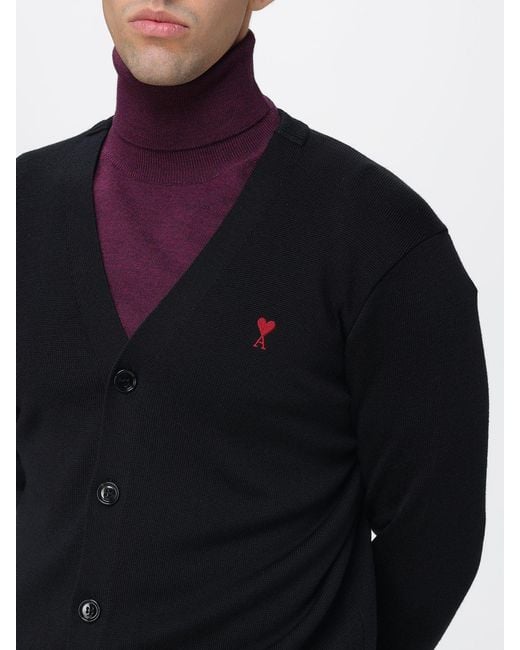 AMI Merinowoll-Cardigan Mit Gesticktem Logo in Blue für Herren