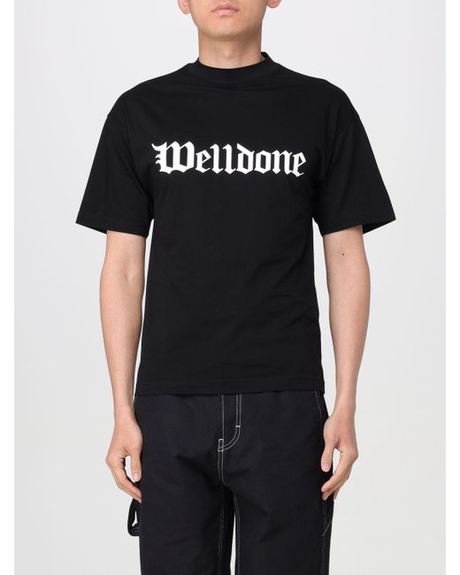 T-shirt in cotone con logo di we11done in Black da Uomo