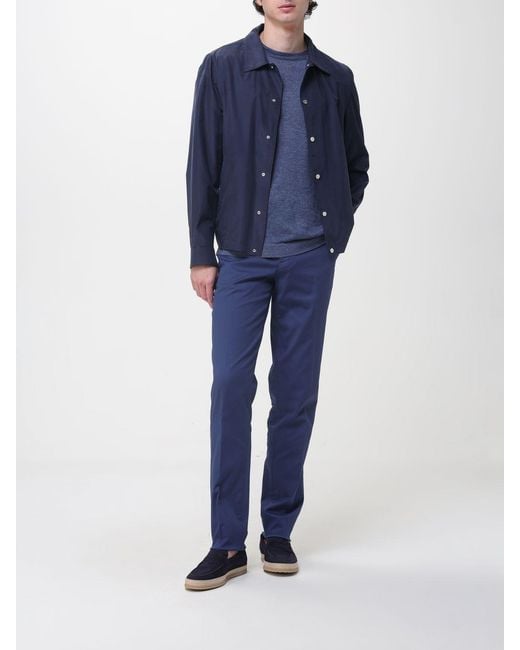 Brunello Cucinelli Blue Cotton Chino Trousers for men