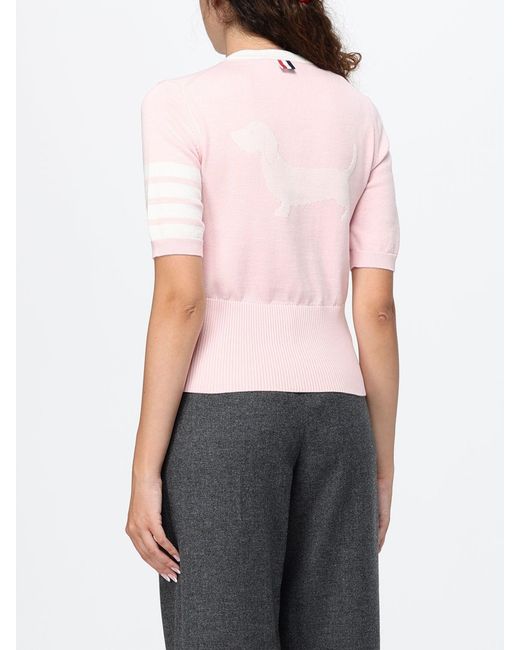 Thom Browne Pink Hector Crewneck Short-Sleeved Sweater