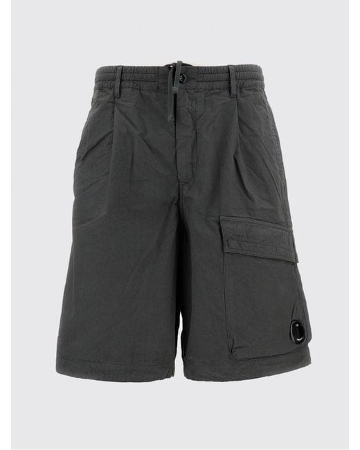 C P Company Gray Cotton Cargo Shorts for men