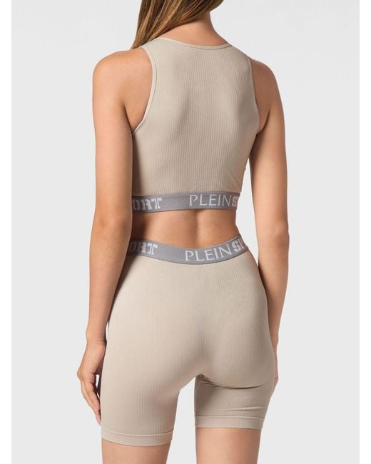 Philipp Plein Gray Technical Stretch Fabric Crop Top