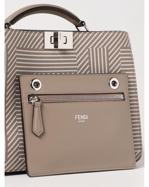 FENDI: laptop pouch in grained leather with embossed logo - Black