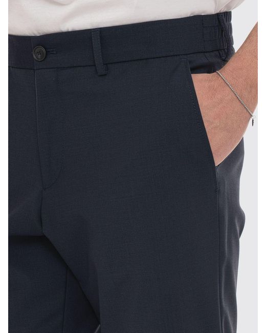 Boss Blue High-Waisted Slim-Fit Chino Trousers for men