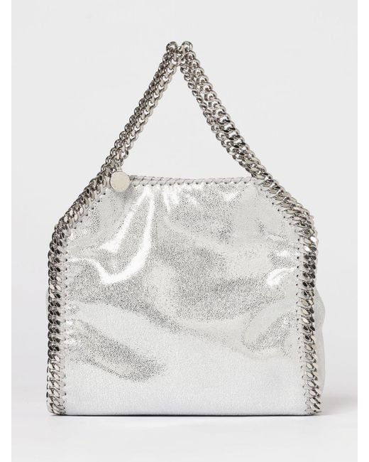 Stella McCartney White Falabella Laminated Cracked Synthetic Suede Mini Tote Bag